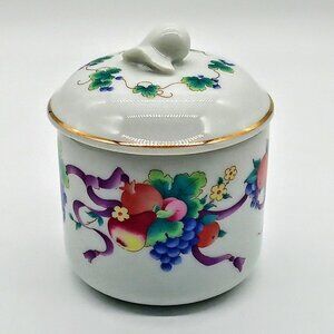 Vintage Germaine Monteil White Porcelain Fruit Covered Jar